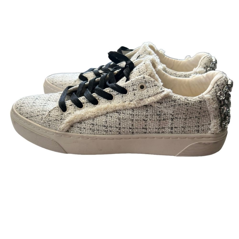 Zara tweed low top embelished sneakers Size 9